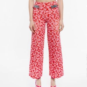 NWT Zara Pebble Jeweled Wide leg pants